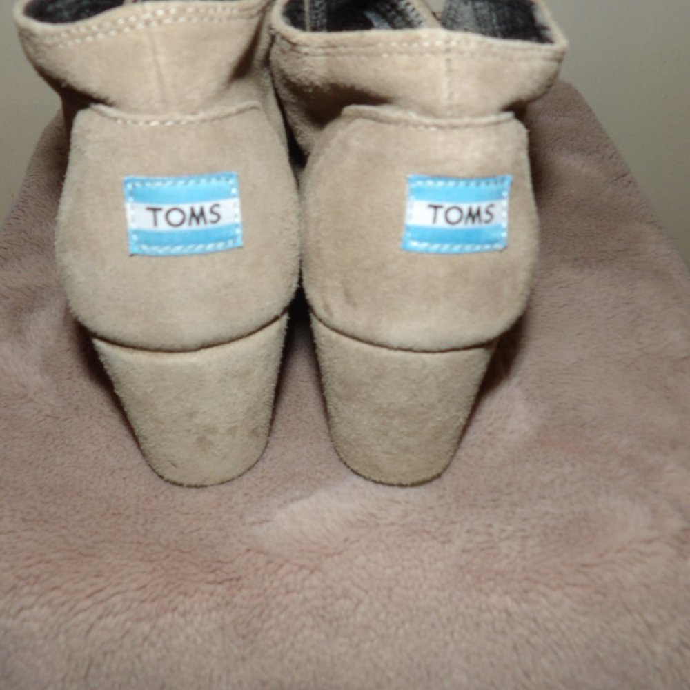 Toms Wedge Heel Lace Booties Sz W12 - Picture 4 of 9